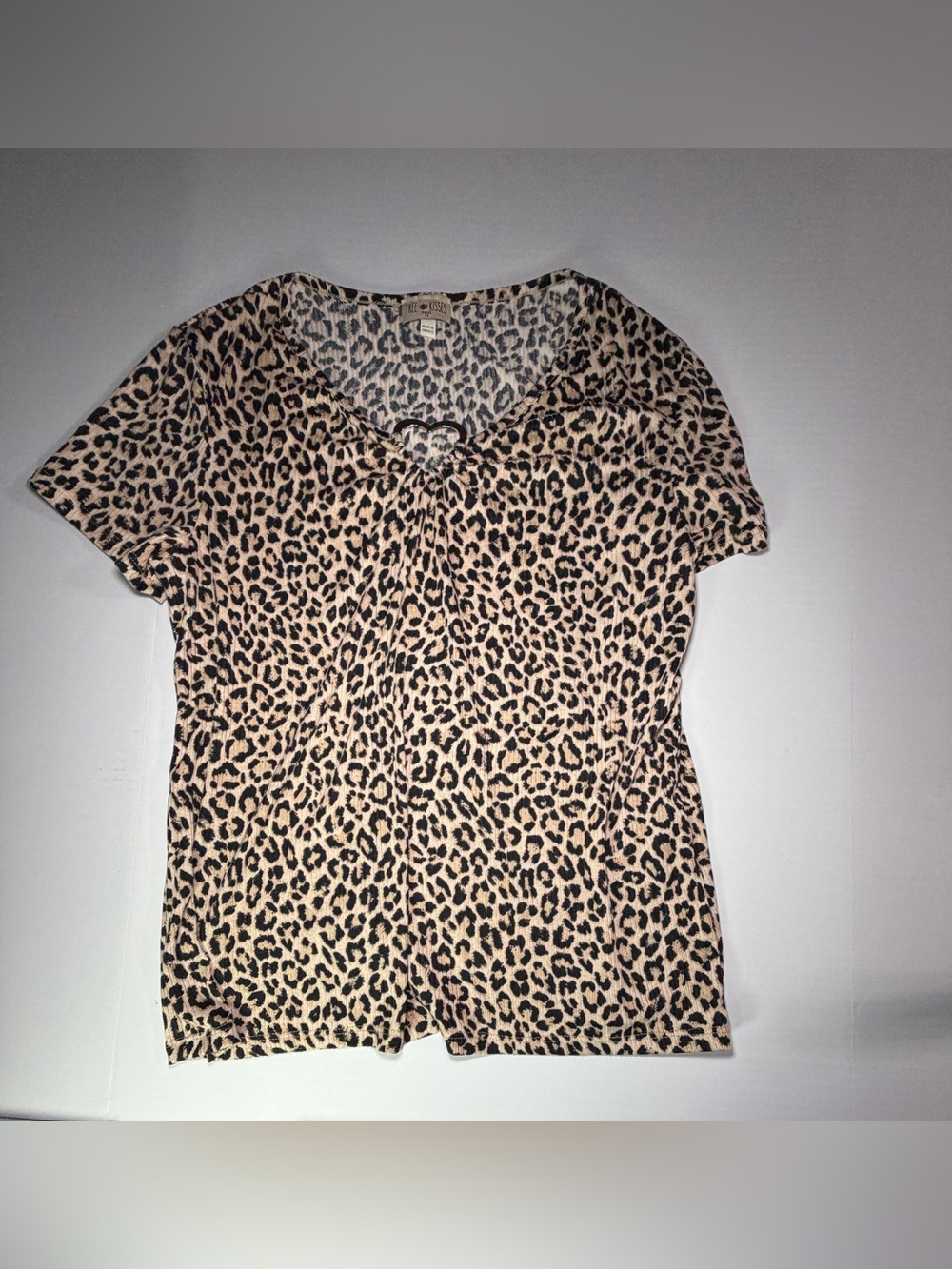 Free Kisses Leopard Print Short Sleeve Top - Beige & Black